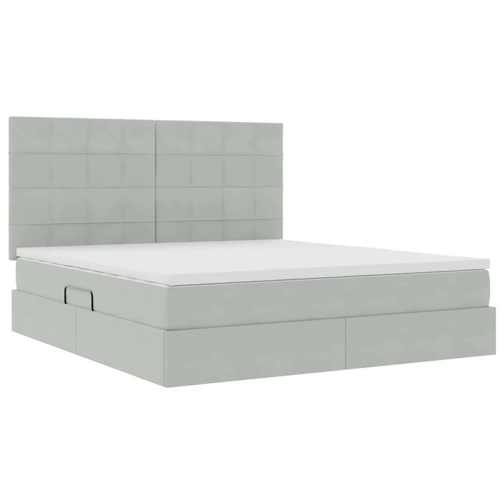 Letto con contenitore e materasso Grigio chiaro 160 x 200 cm