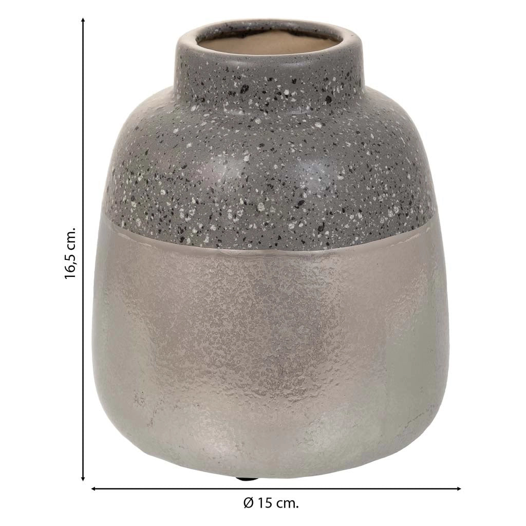 Vaso in ceramica argento 15x15x16,5h