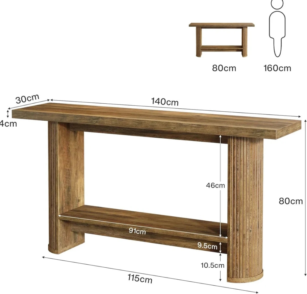 Tavolo consolle stretto in legno ingegnerizzato marrone