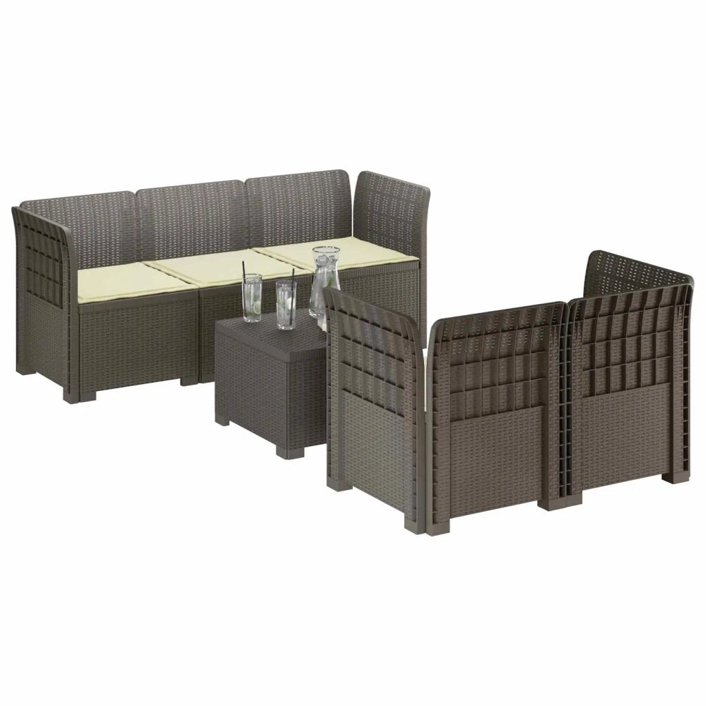 Divano da Giardino 5 Posti con Cuscini Stile Rattan PP 3443902