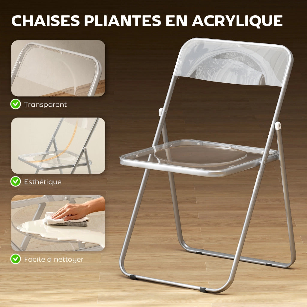 Sedia Pieghevole ¨C Zephmum ¨C Acrilico Trasparente e Acciaio