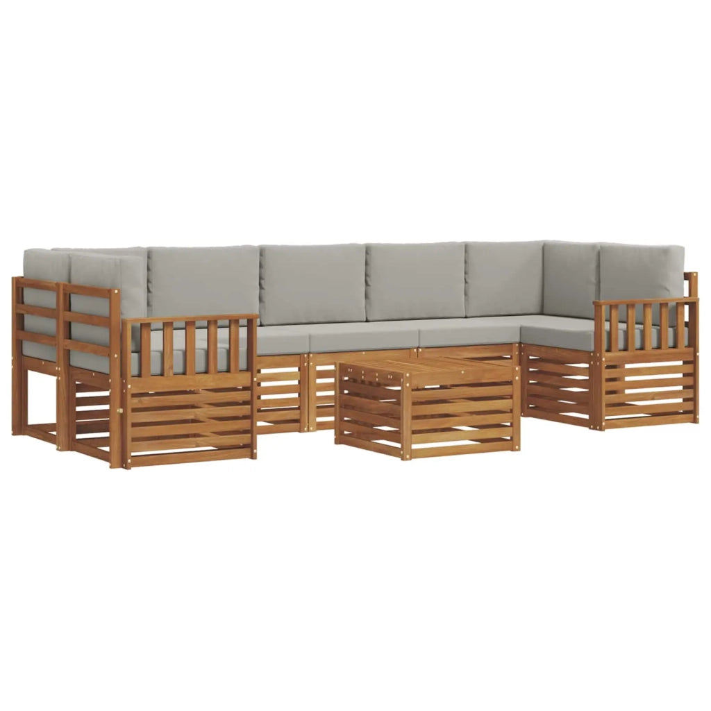 Set di divani da esterno 8 pcs Grigio Naturale e Chiaro