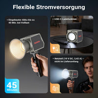 Multiblitz MB-PL Luce led portatile per fotografia 60W, Bicolore con temperatura da 2700K a 6500K, Batteria ricaricabile USB