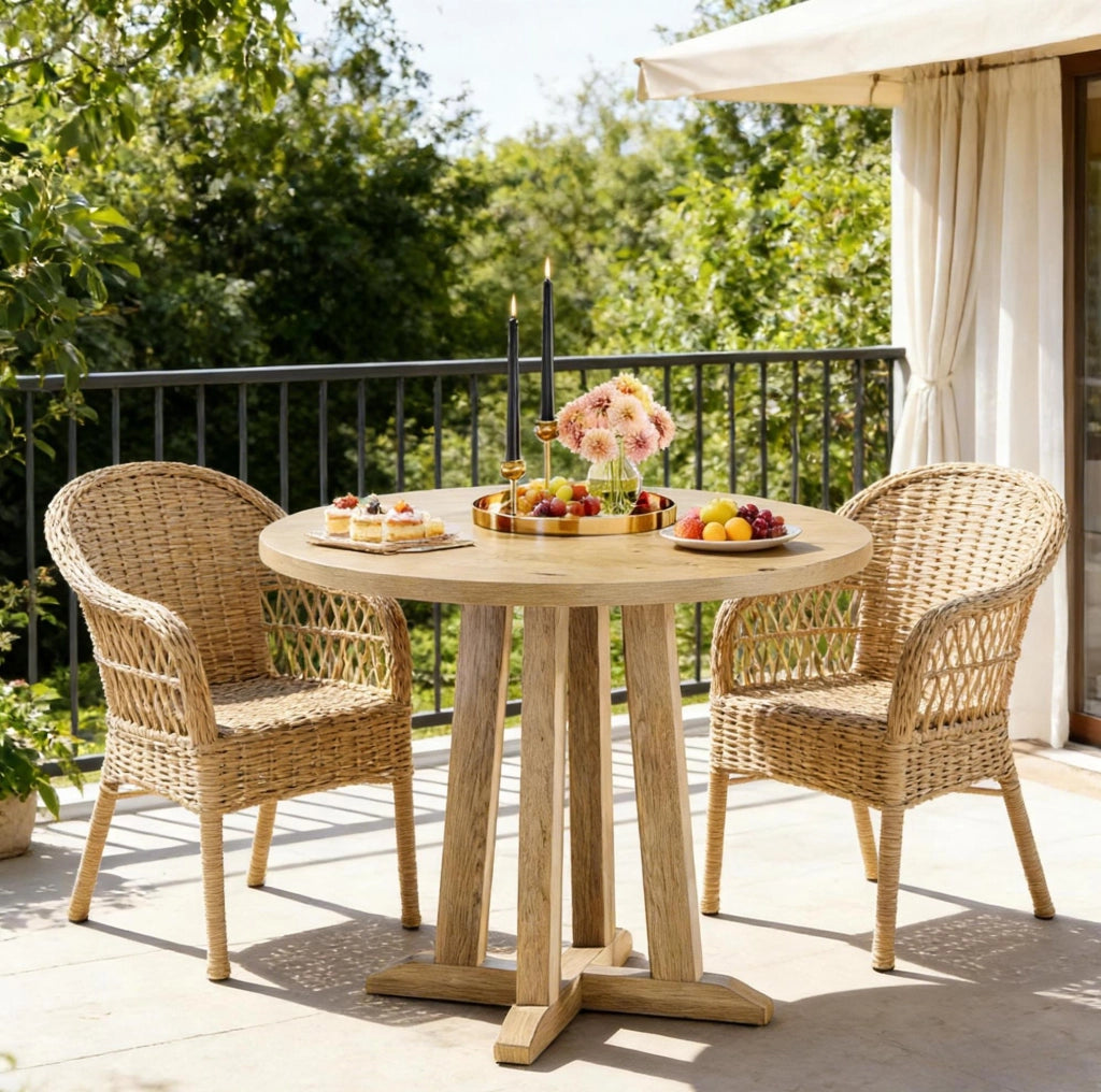 Tavolo da pranzo rotondo 80 cm in legno marrone
