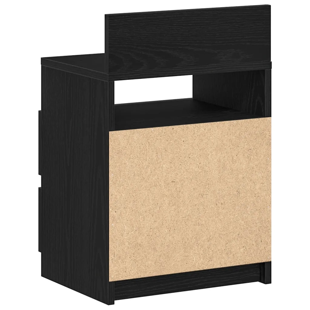 Comodino con 2 Cassetti-Tavolino da notte Nero 40x33x60 cm