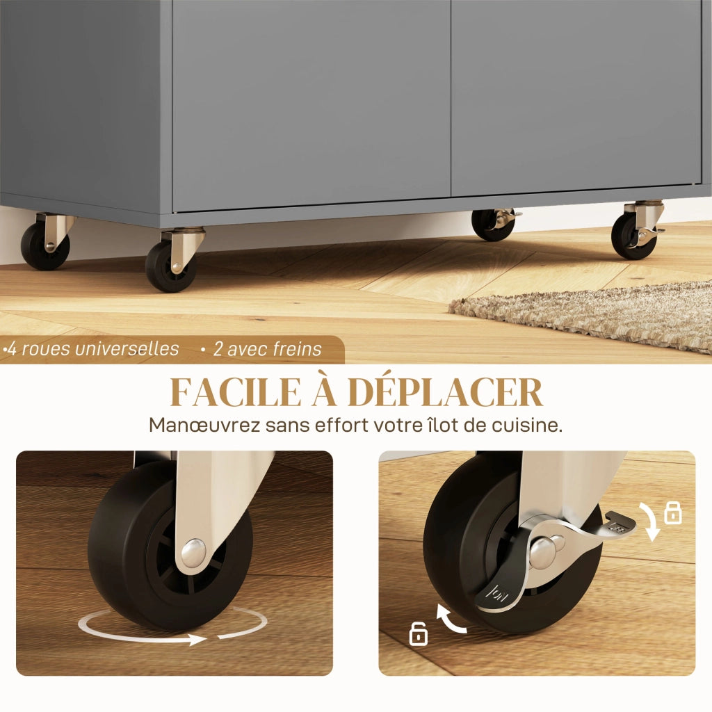 Tavolino da cucina con rotelle ¨C Minimal ¨C grigio