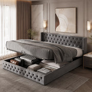 letto imbottito velluto grigio 190 x 209 cm