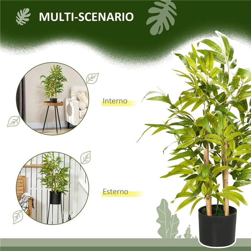 PIANTA DI BAMBU ARTIFICIALE ALTA 60 CM IN POLIESTERE E PP VERDE CON VASO IN CEMENTO Ï15X12.5 CM