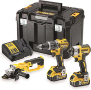DEWALT DCK383P2T-QW Kit Di 3 Strumenti 18 V, Trapano Avvitatore Compatto, Avvitatore A Urti E Meuleuses