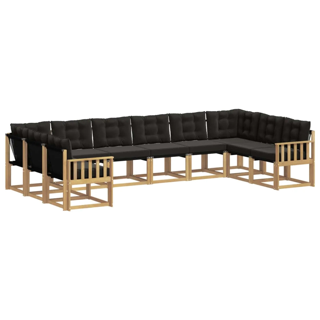 Set di divani da esterno con cuscino 10 pcs Bianco e Nero