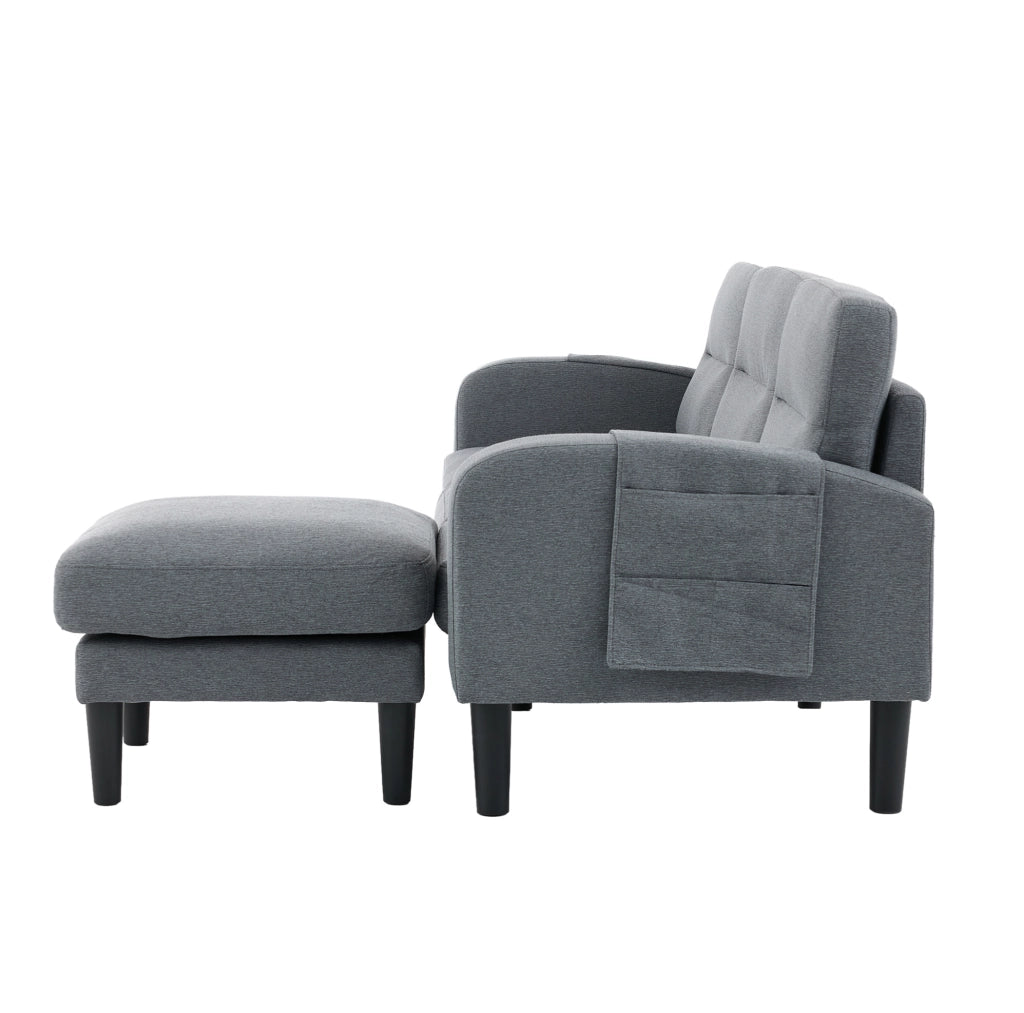 Divano angolare modulare L con chaise longue e tasche laterali