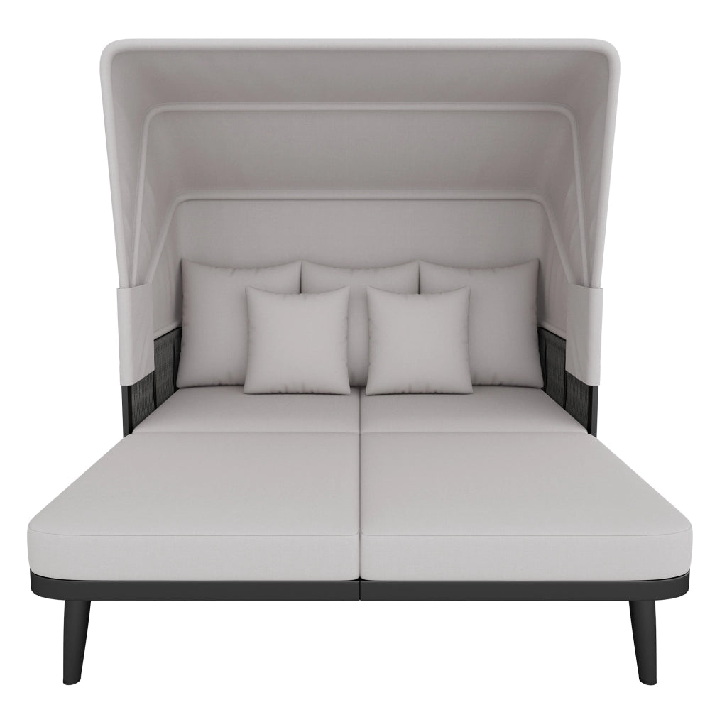 Set Sdraio da Giardino 2 Posti ¨C MINIMAL ¨C Polyrattan Grigio con Cuscini