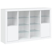 Buffet credenza cassettiera armadio mobile contenitore organizer per cucina soggiorno salotto con luci LED 3 pezzi legno ingegnerizzato bianco 02_0037197