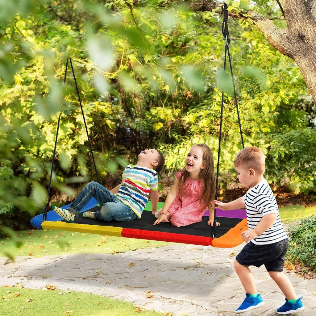 Altalena Regolabile in Altezza, per Bambini e Adulti, Altalena da Giardino fino a 150 kg, Altalena Sospesa per Interni ed Esterni, 150 x 80 cm (L x P) (Multicolore)