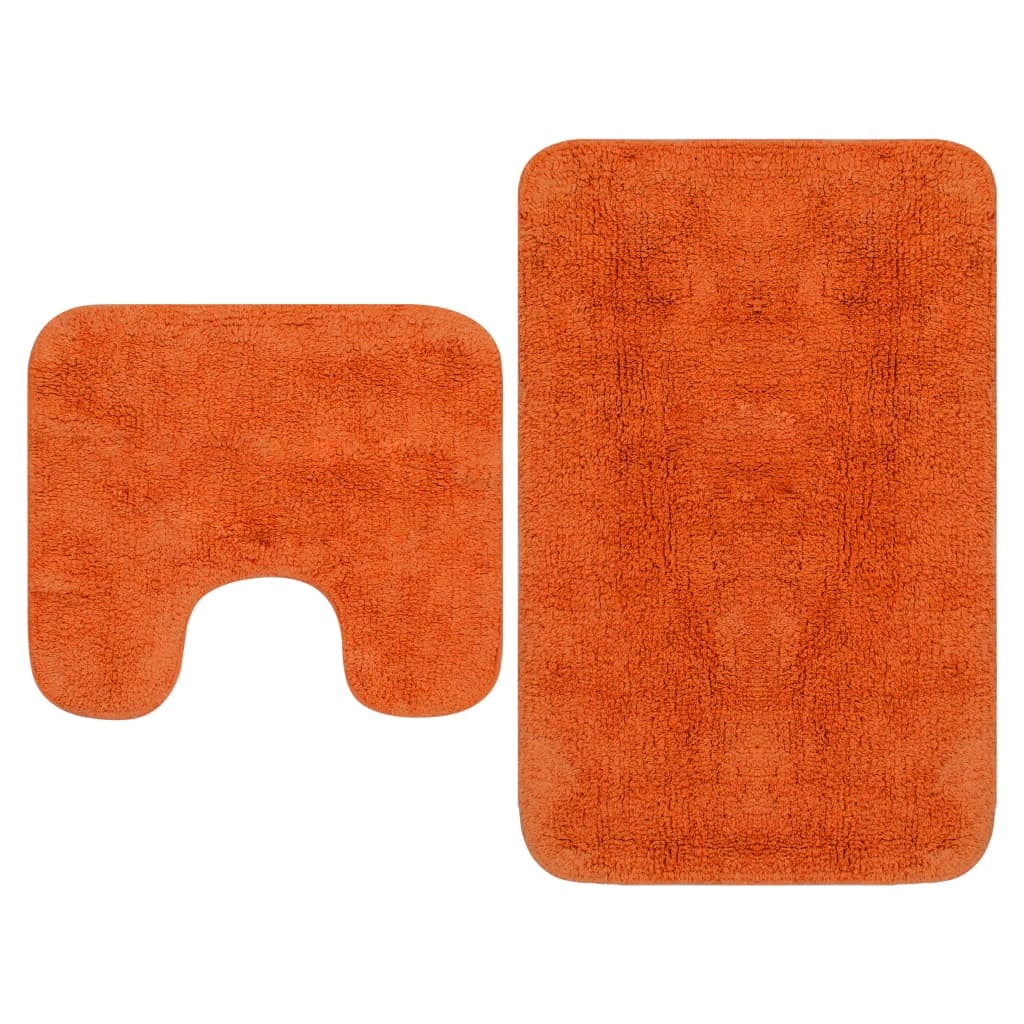 Set di due tappetini da bagno in tessuto arancione 02_0005786