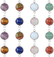 Connettori per gioielli 16 pezzi - Sostegni in pietra naturale - Fissaggio in acciaio inossidabile - Charme a 2 fori - Per collane/bracciali - Fai da te per creare gioielli