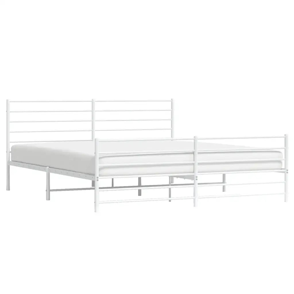 Giroletto con Testiera e Pediera Metallo Bianco 180x200 cm 352390