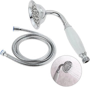 DRELD 2 pezzi di doccia retro, 1 x doccia a mano in acciaio inossidabile con 1 x tubo da 1,5 m, doccia retro nostalgica, doccia a mano in acciaio inossidabile (argento)