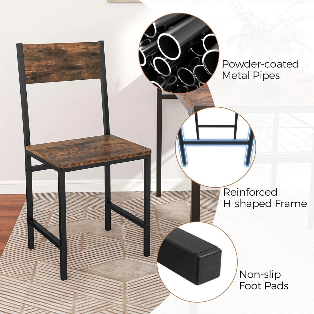Set di 2 sedie da sala da pranzo, sedie da cucina con gambe in metallo, schienale inclinato, seduta grande, sedie industriali per cucina, sala da pranzo, ufficio, carico 150 kg