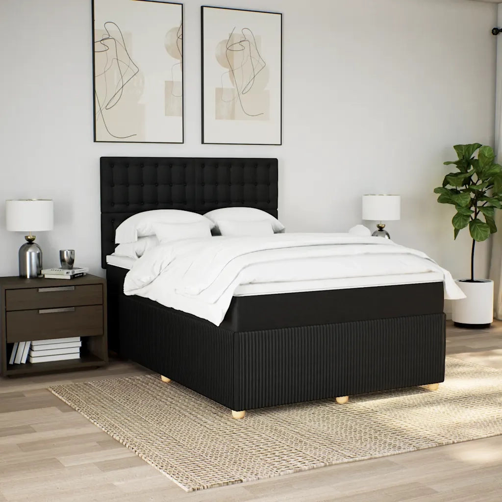 Giroletto a Molle con Materasso Nero 140x190 cm in Tessuto
