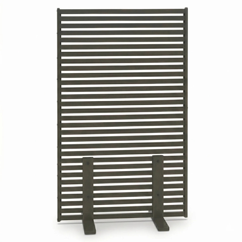 IDMarket - Paravento decorativo traforato 80 x 150 cm con lamelle orizzontali in metallo grigio antracite