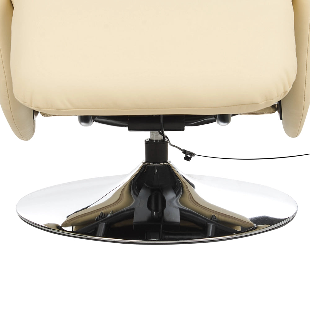 Poltrona reclinabile Beige chiaro in ecopelle Schienale regolabile Base in metallo Poggiapiedi estraibile Schienale alto Design moderno e minimalista