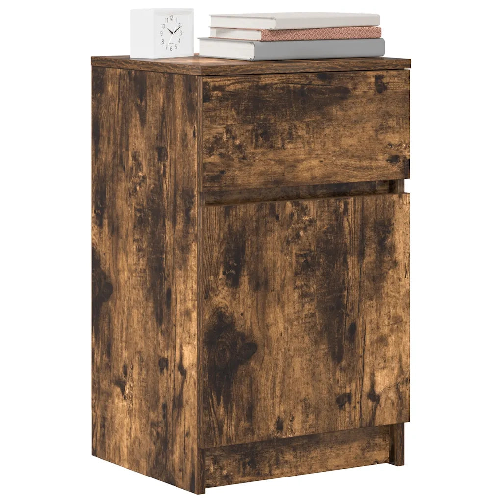 Comodino Rovere Fumo 39x35x65 cm in Legno Multistrato 861327