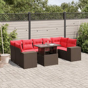Set Divani da Giardino 8 pz con Cuscini Marrone in Polyrattan 3269044