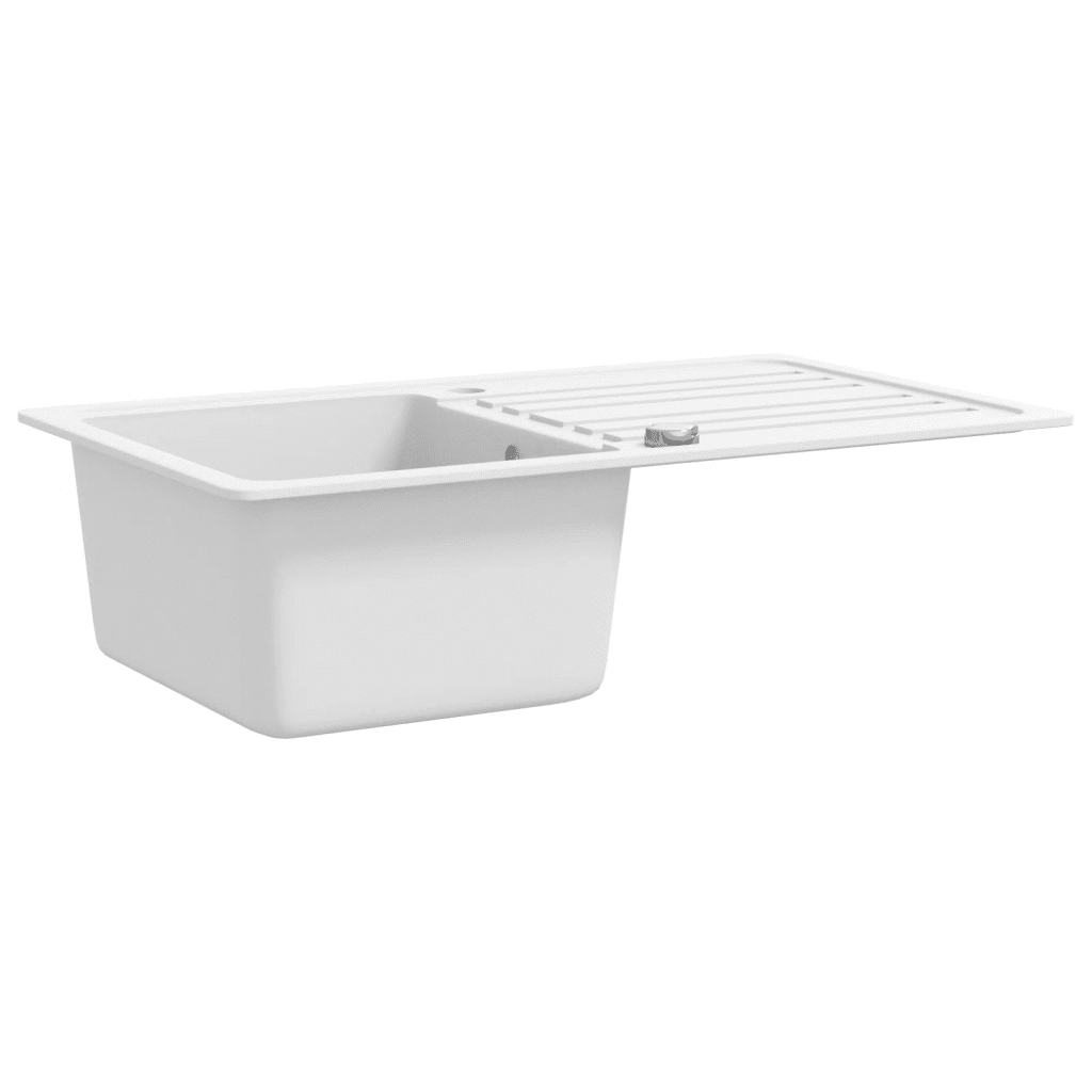Lavandino cucina granito lavello singolo scolapiatti reversibile bianco 141671