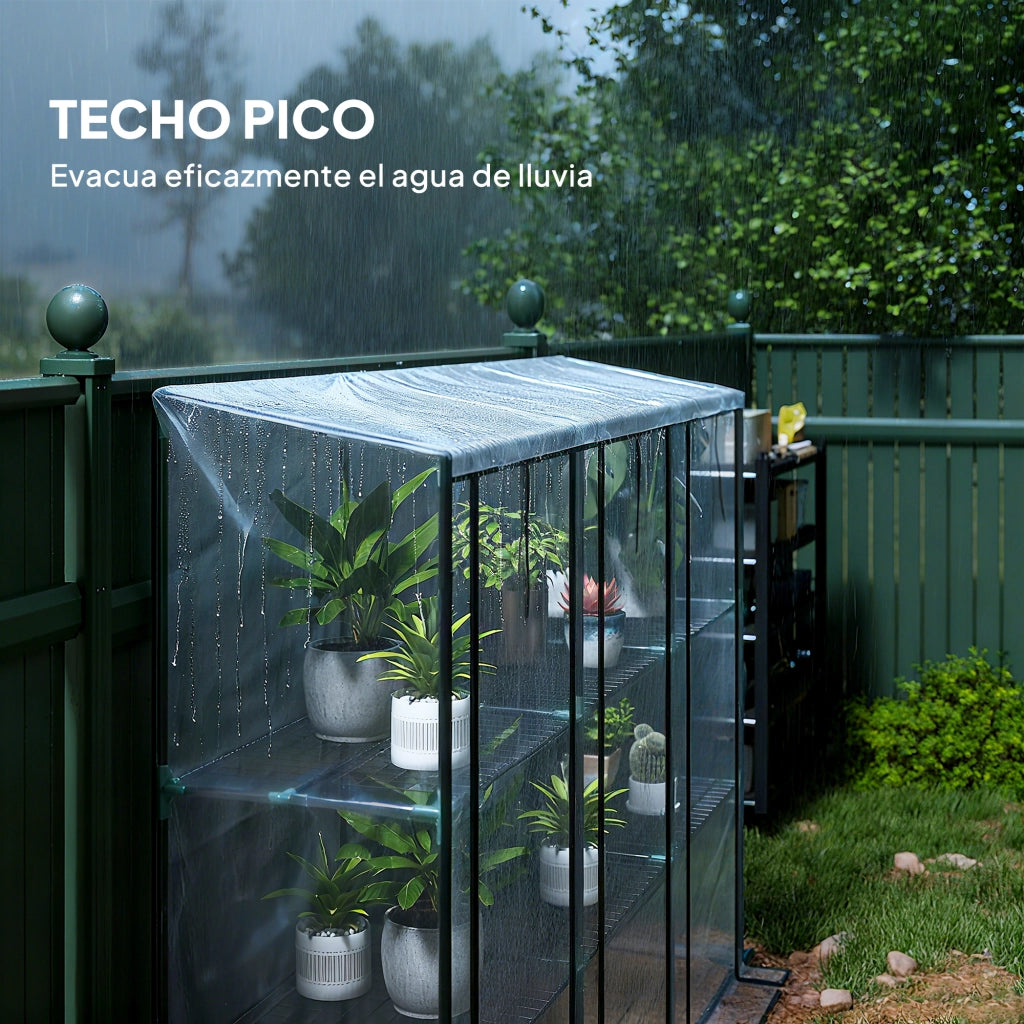 Serra da Giardino con 3 Ripiani e Porte con Zip ¨C Xylo ¨C Struttura in Acciaio 215x46x151 cm Trasparente