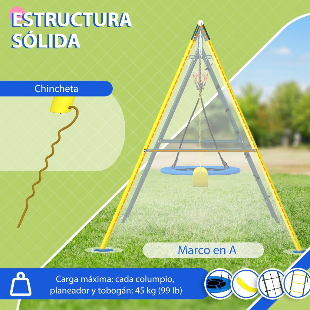 Altalena per bambini 4 in 1 con nido e canestro da basket ¨C zephmum ¨C Rosso e Giallo