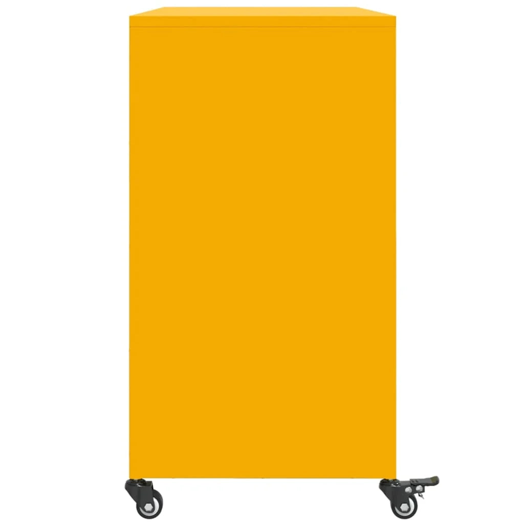 Buffet credenza cassettiera armadio mobile contenitore organizer per cucina soggiorno salotto giallo senape 100,5 x 39 x 72 cm acciaio Giallo 02_0035684
