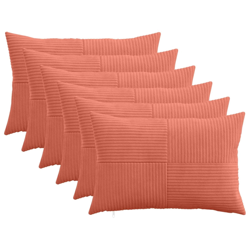 Federa 6 pcs ALMELO Rosso Arancio 30 x 50 cm corduroy 913966