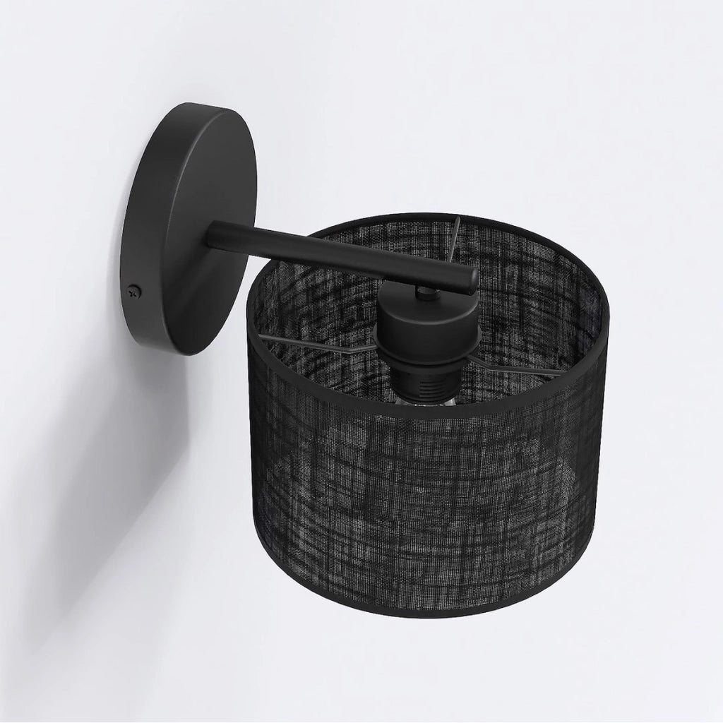 Lampada da parete ECO in acciaio nero opaco e tessuto