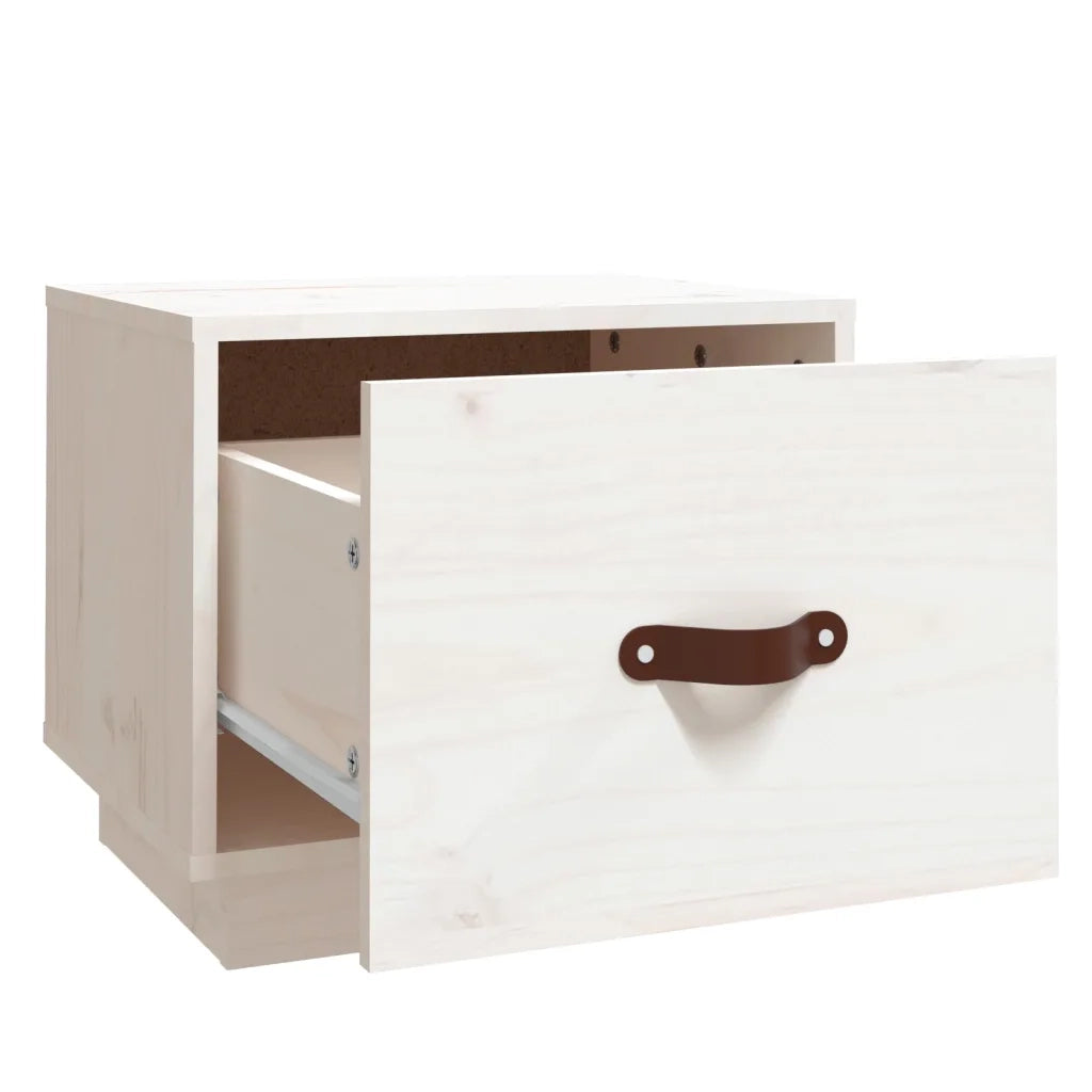 Comodini 2 pz Bianco 40x34x35 cm in Legno Massello di Pino 818288