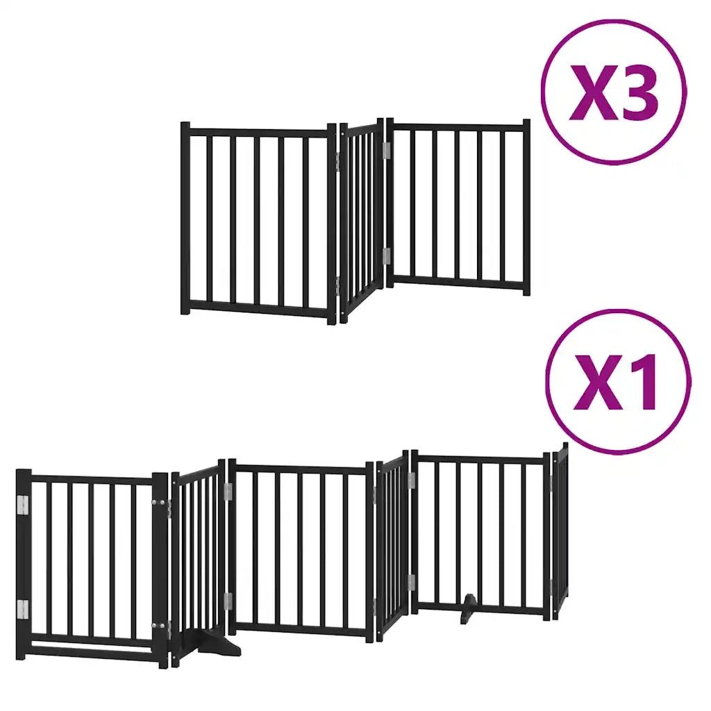 vidaXL Cancello Cani Porta Pieghevole Nero 15 Pannelli 750 cm Pioppo