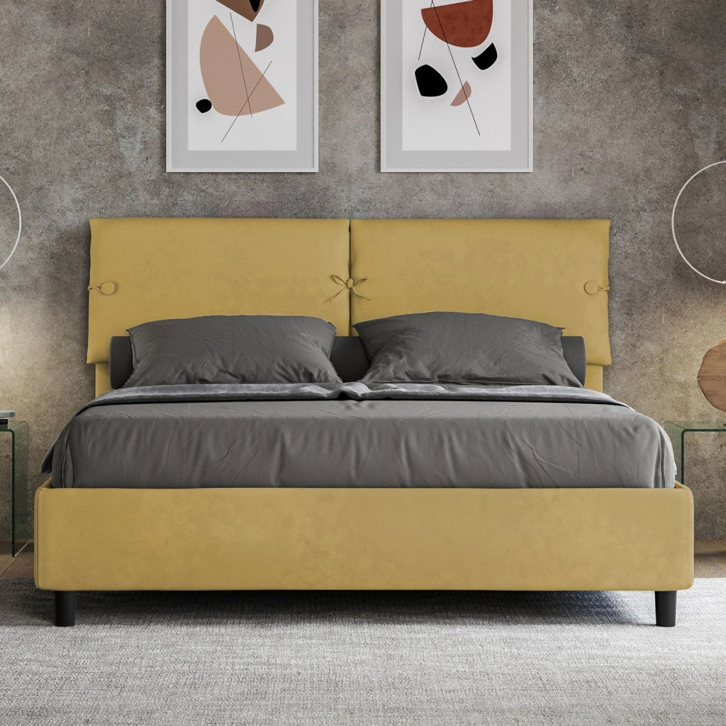 Letto Matrimoniale 160x210 cm con Rete e Contenitore Sleeper Ocra