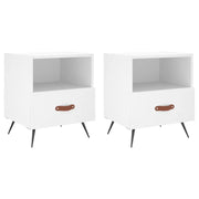 Set di 2 Comodini | Armadio da Notte | Mobiletto da notte Bianchi 40x35x47,5 cm in Legno Multistrato