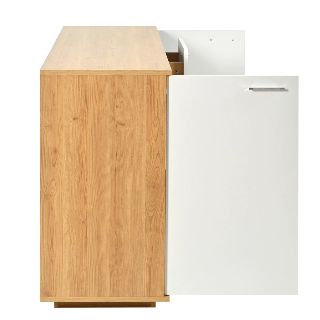 Credenza moderna 160x40x77 cm con LED, 2 ante e 4 cassetti