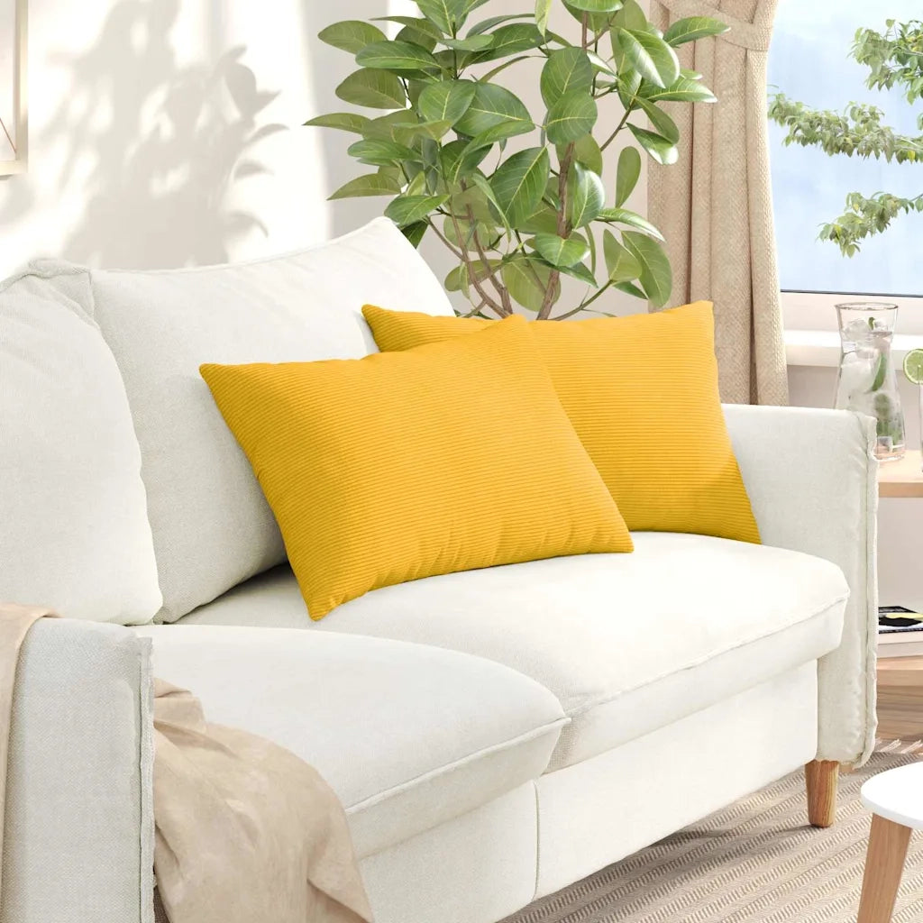 Cuscini da Divano 2 pz-Set di 2 Cuscini per Sofa Giallo Chiaro 60 x 40 cm