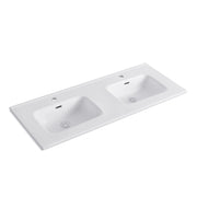 Lavabo consolle da appoggio LAV9140DS in ceramica 2 vasche 141x46 cm. bianco lucido