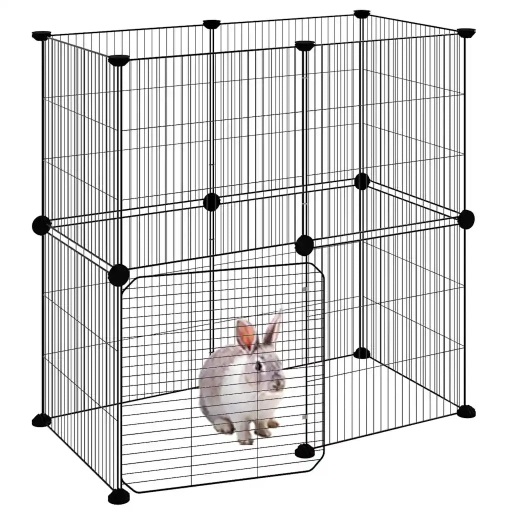 Gabbia per Animali 12 Pannelli con Porta Nero 35x35 cm Acciaio 3114036
