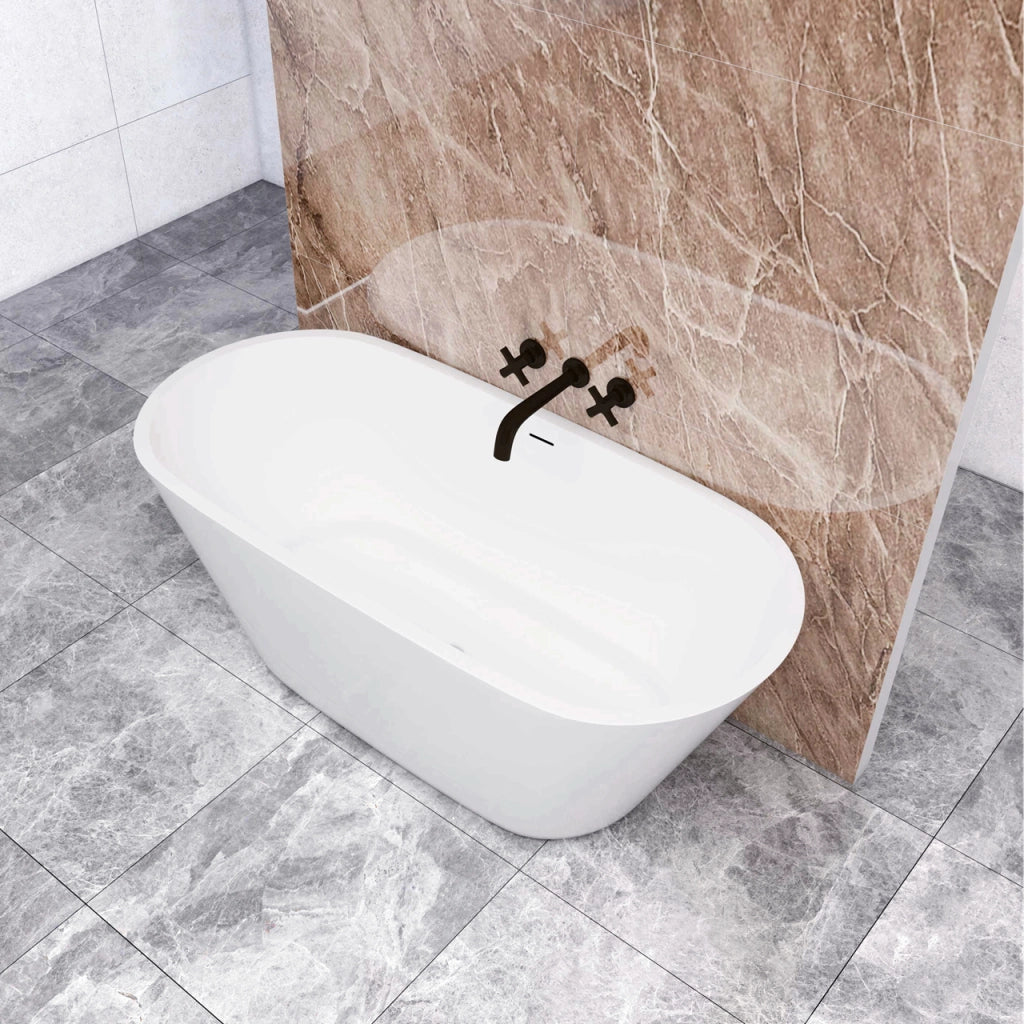 Vasca da Bagno a Isola 150x70x58 cm Vasca da Bagno Freestanding in Acrilico Bianco Ovale