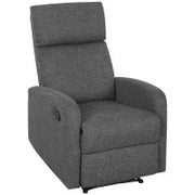 Poltrona Moderna con Reclinazione Manuale 145° max Rivestita in Ciniglia Grigia, 69x91x101 cm