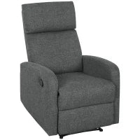 Poltrona Moderna con Reclinazione Manuale 145° max Rivestita in Ciniglia Grigia, 69x91x101 cm