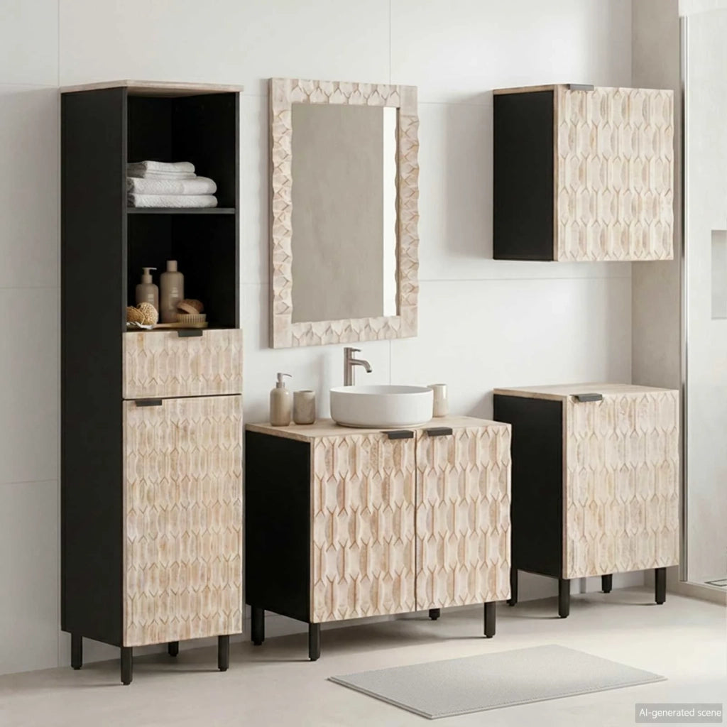 Set da Bagno con cassetto 5 pcs Finitura Bianco Lavato 3310033