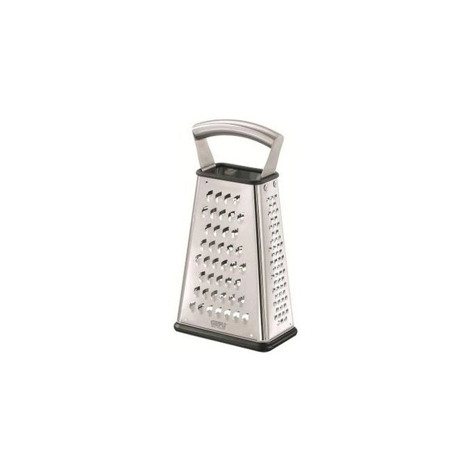 Gefu GF10760 Vitales Grattugia Quadrangolare con 4 Superfici di Taglio a Laser Base Antiscivolo Contenitore Integrato Manico Ergonomico in Acciaio Inox Lavabile in Lavastoviglie colore Argento