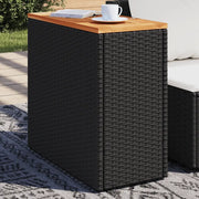Tavolino da Giardino-Tavolo da Esterno-Tavolino da Patio con piano in legno nero 58x27,5x55 cm in polyrattan