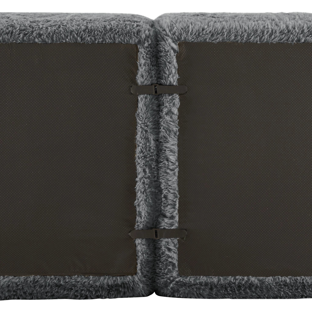 Divano Modulare 2 Posti con Design Senza Struttura, Cuscini e Base Antiscivolo, in Peluche Grigio
