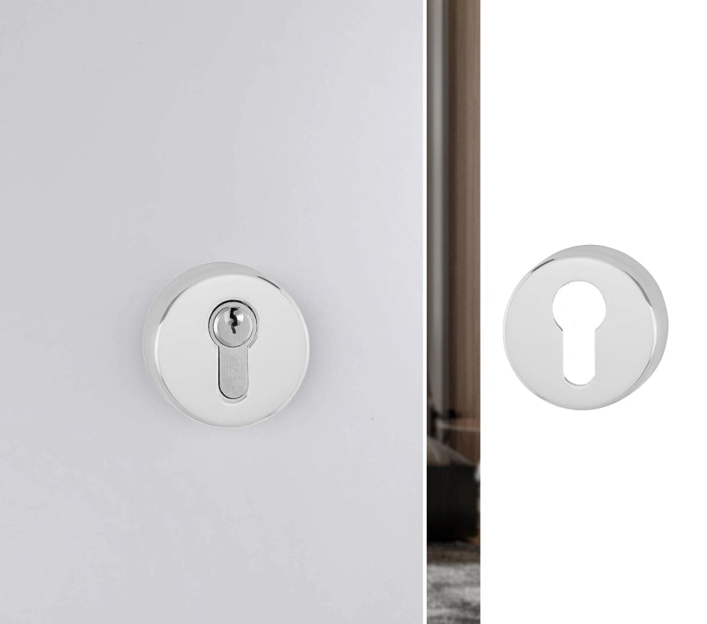 Coppia bocchette foro cilindro per serratura porta tonda bianco